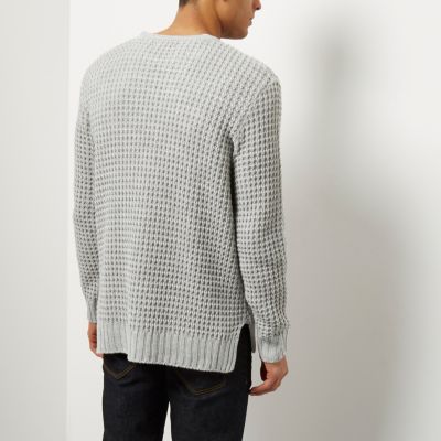 Grey textured waffle knit jumper